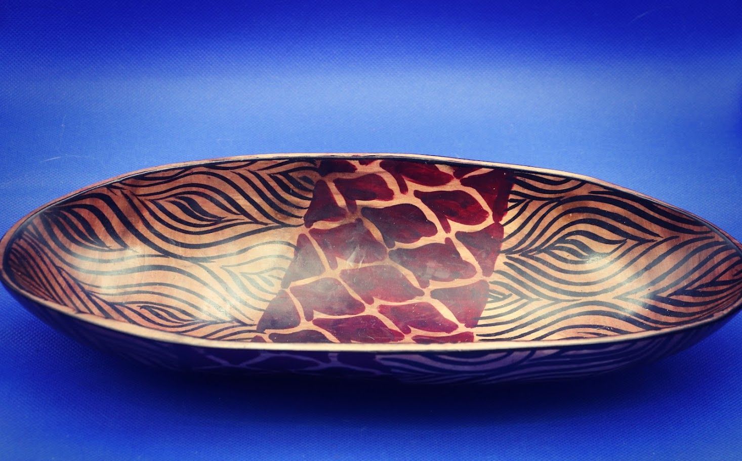 Vintage Oval African Hand Carved Animal Decorative Bowl