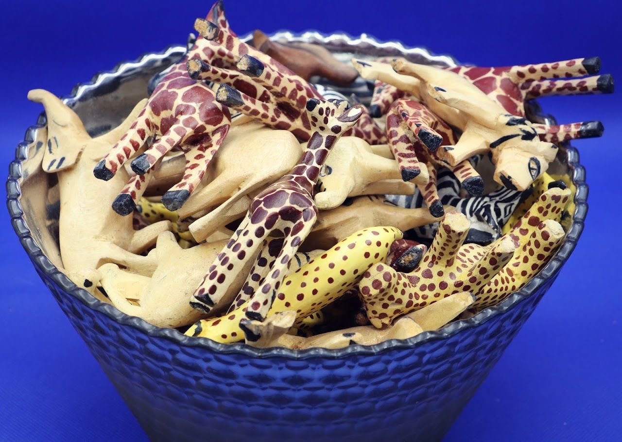 African Carved and Painted Wood Animals Kenya
