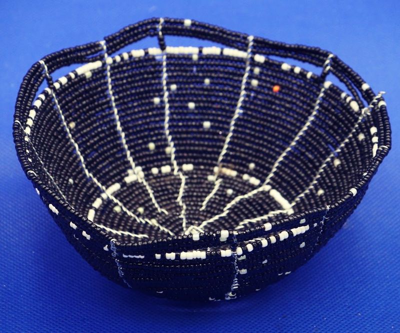 Midnight Stardust Beaded Basket