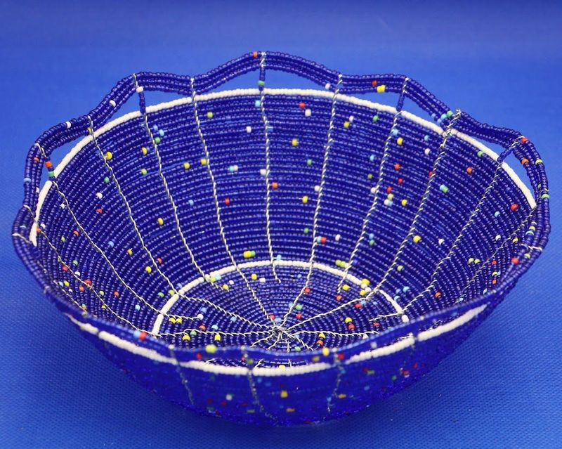 Blue Mirage Beaded Basket