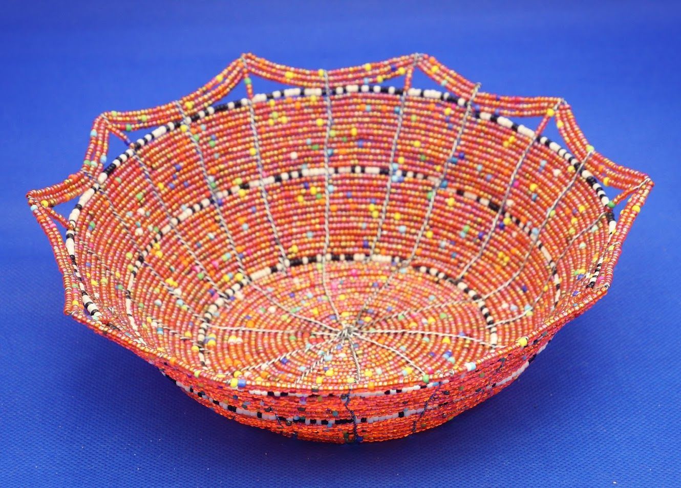 Sunset Glow Beaded Basket