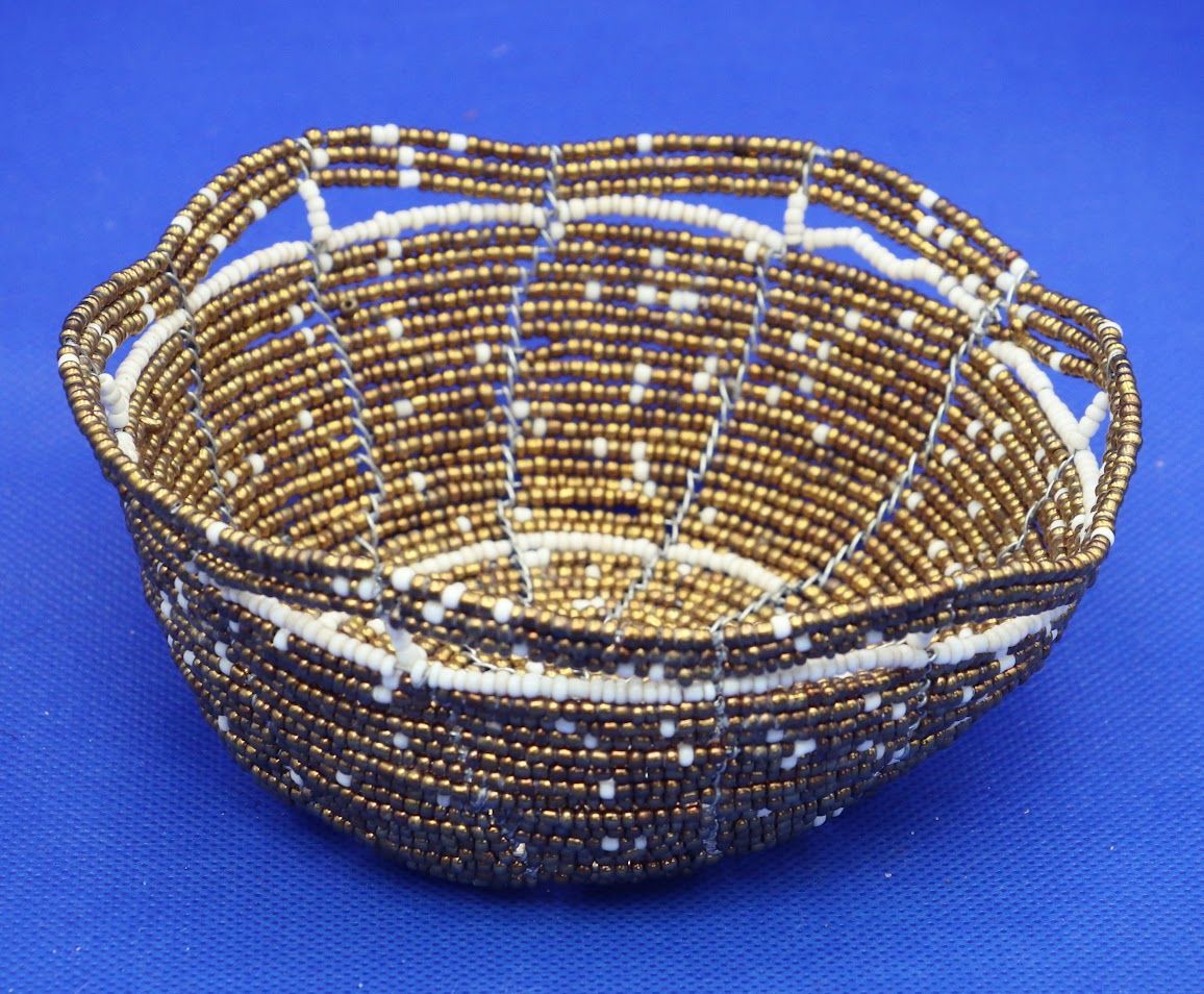 Golden Gleam Beaded Basket