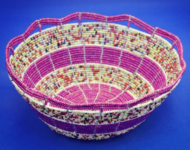 Violet Mosaic Beaded Basket