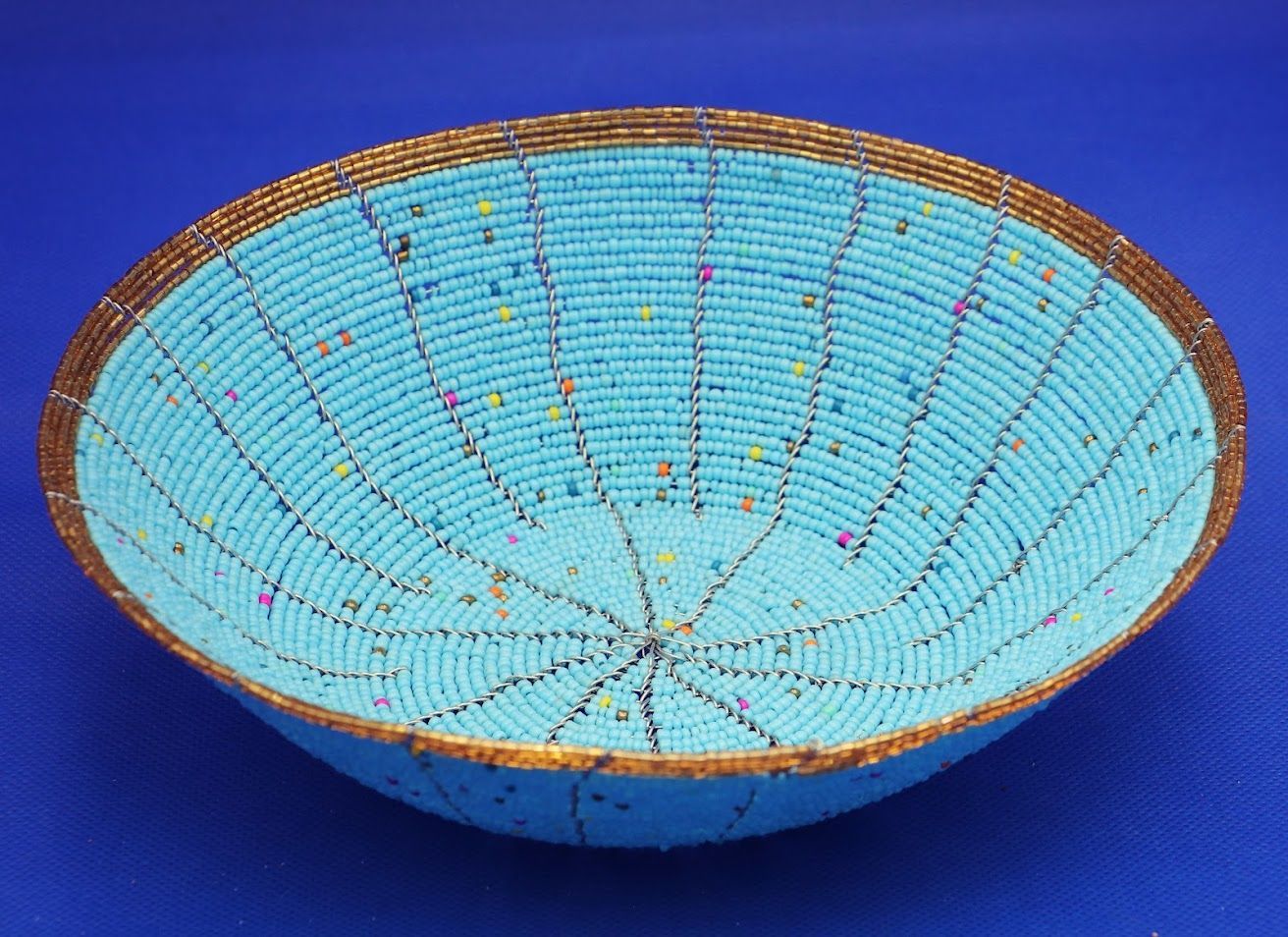 Turquoise Twilight Beaded Basket
