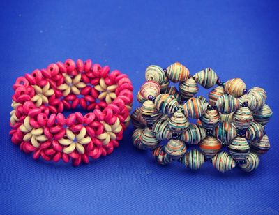 Flower Style Wooden Beads Beaded Stretchy Elastic Bracelets