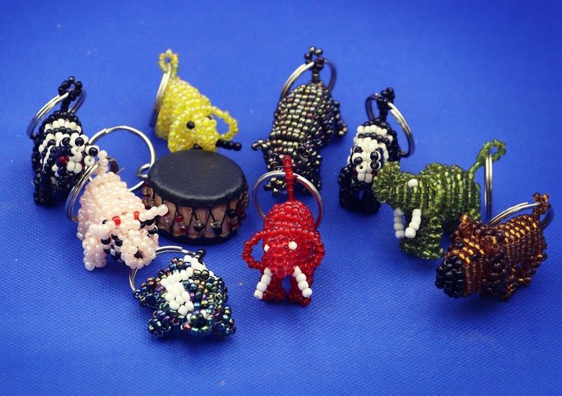African Metal Colored Beads Keychains