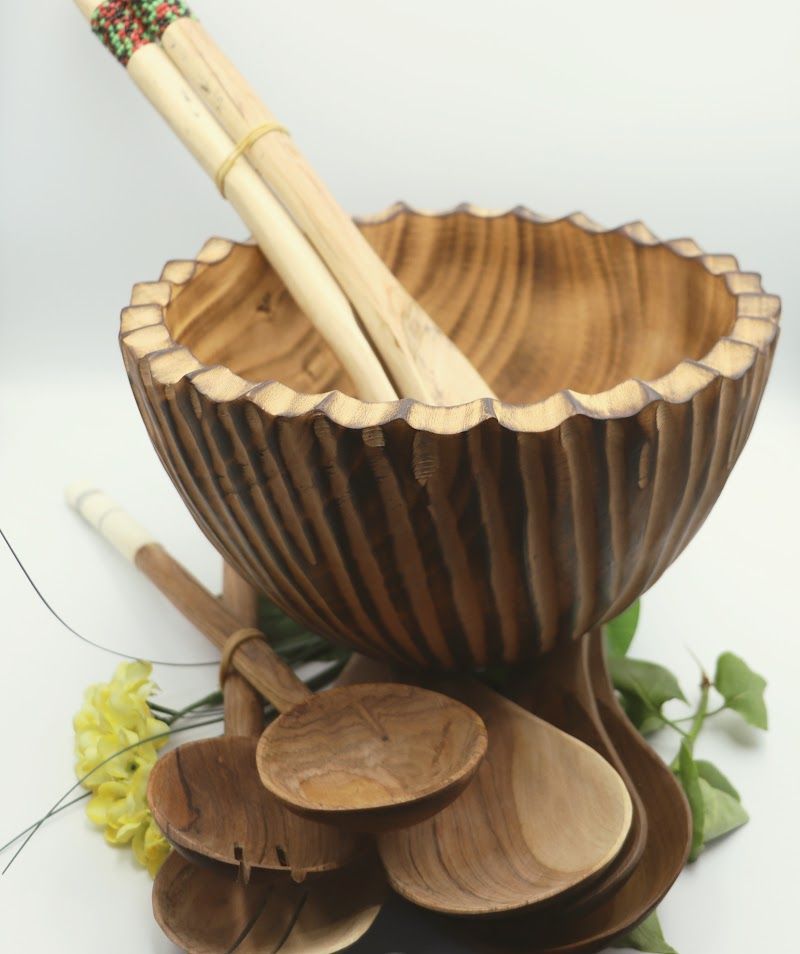 Handcrafted Wooden Salad Serving Set