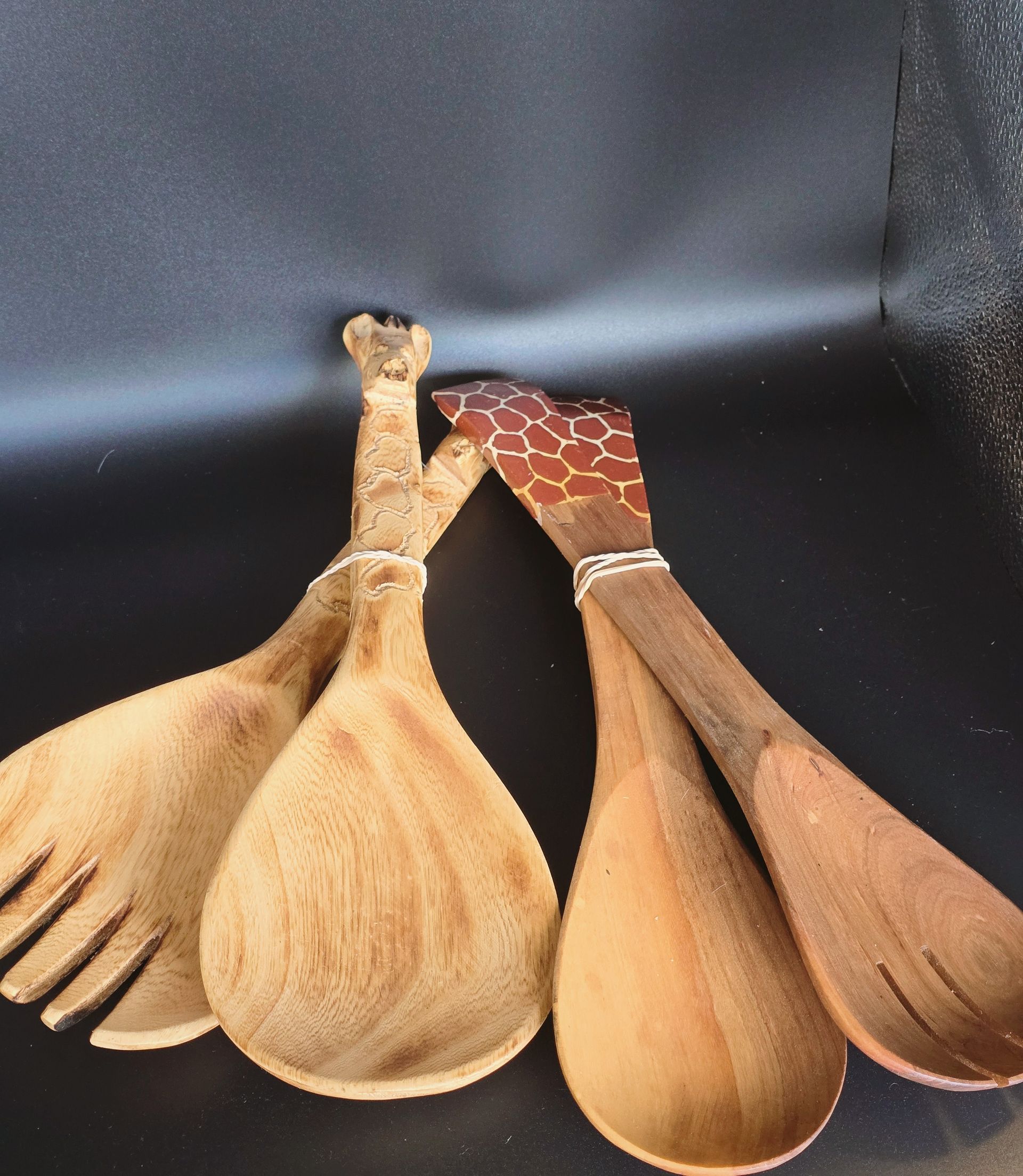 Giraffe Wood Salad Spoons