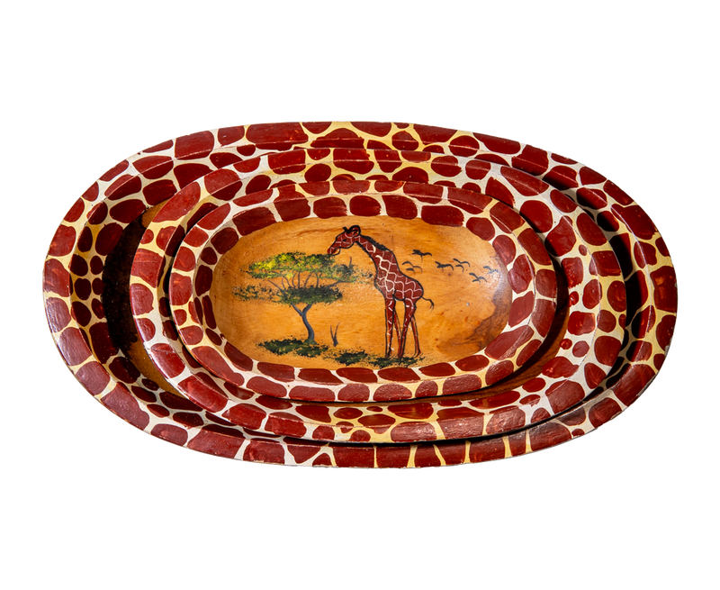 Handcrafted Safari Giraffe Bowl Set