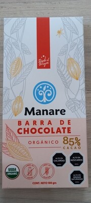 Barra Chocolate Orgánico 85% Manare
