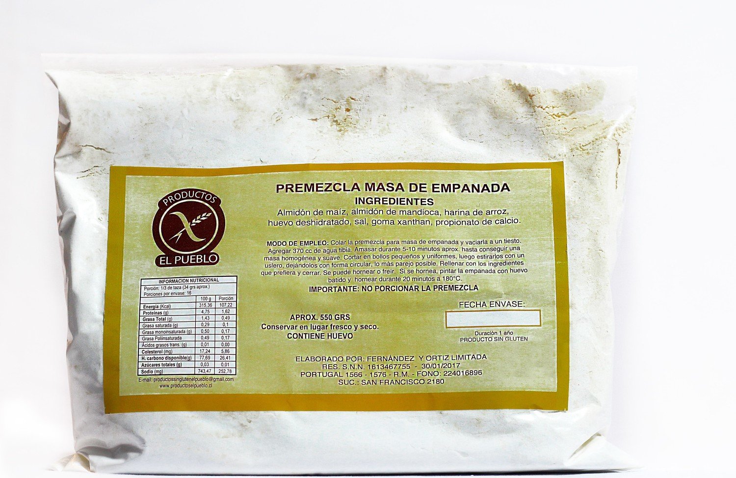 El Pueblo Premezcla masa de empanada 550 grs.