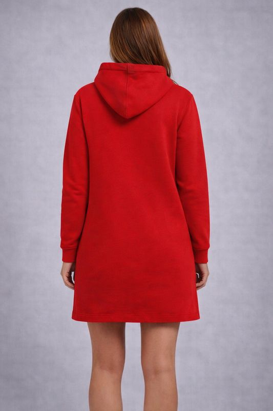 Shock Flame Skull Hoodie Dress Red
