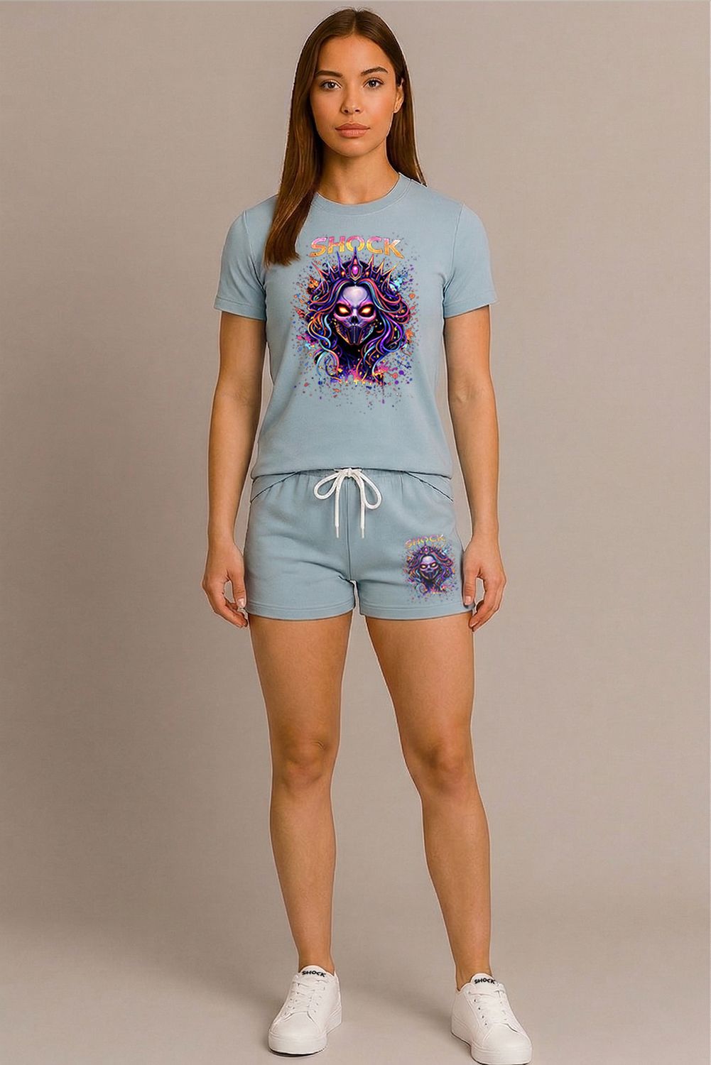 Shock Neon Skull Queen Set Blue