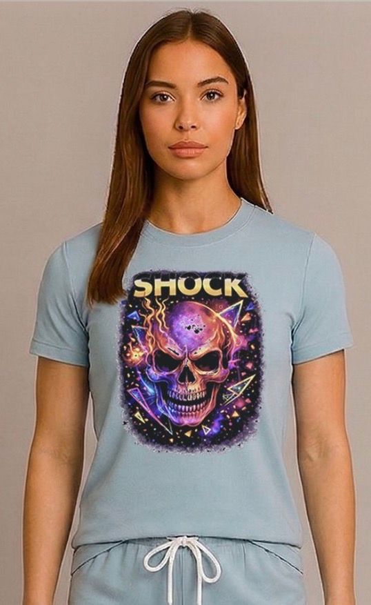 Shock Flame Skull T-shirt Blue