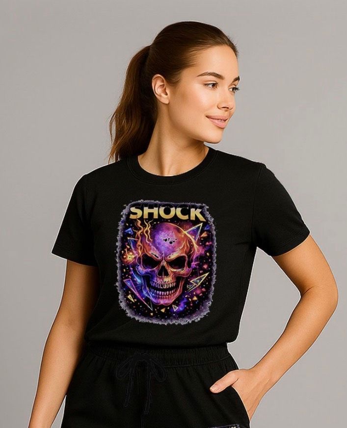 Shock Flame Skull T-shirt Black