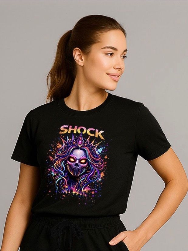 Shock Neon Skull Queen T-shirt Black