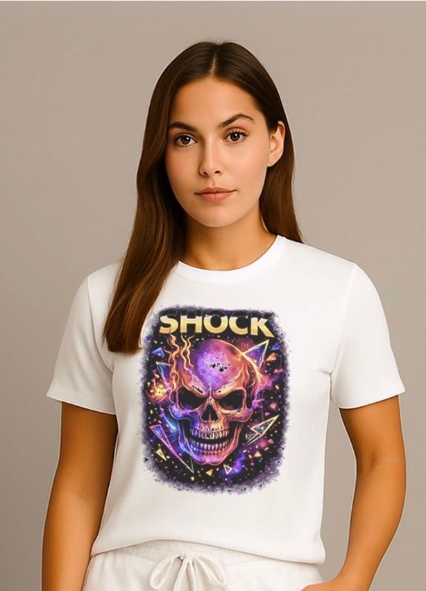 Shock Flame Skull T-shirt White