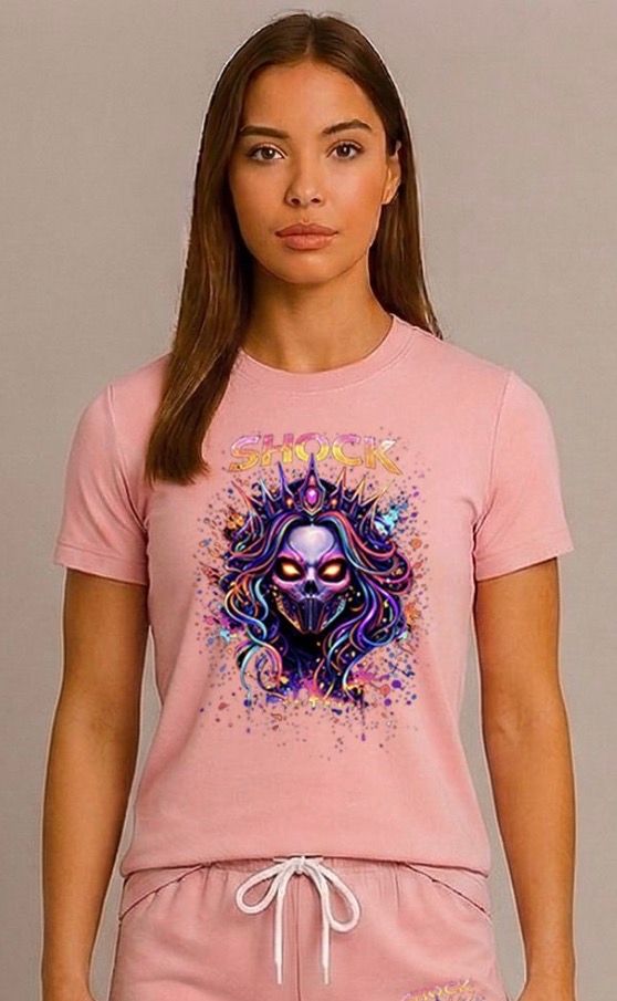 Shock Neon Skull Queen T-shirt Pink