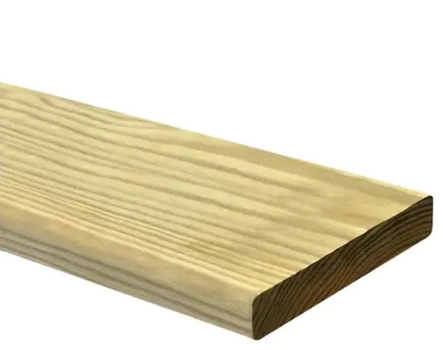 Beveled deck board treated