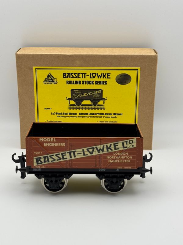 Bassett-Lowke Rolling Stock Series 1 x 7- Plank Coal Wagon - Bassett-Lowke Private Owner (Brown)
