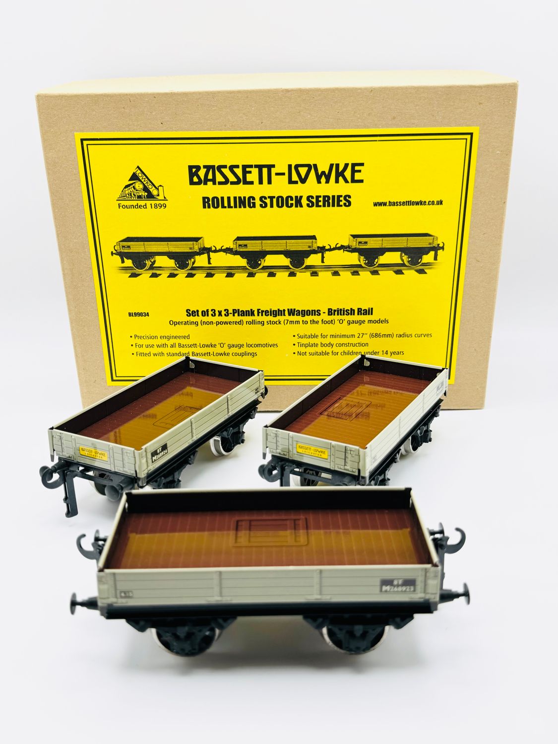 Bassett-Lowke Set of 3 x 3 Plank Freight Wagons