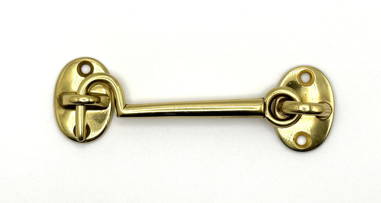 Samuel Heath Oval Cabin Hook 4&quot; Polished Brass (CLEARANCE)