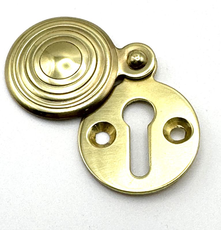 Samuel Heath Reeded Covered Escutcheon - Polished Brass (CLEARANCE)