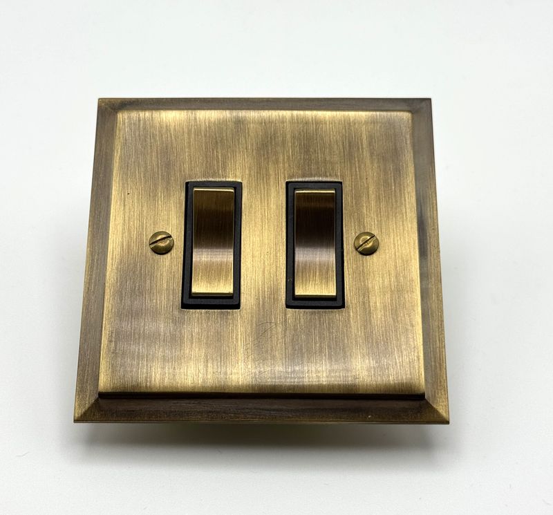 Prima  Tudor 2 Gang 2 Way Switch Antique Brass (CLEARANCE)