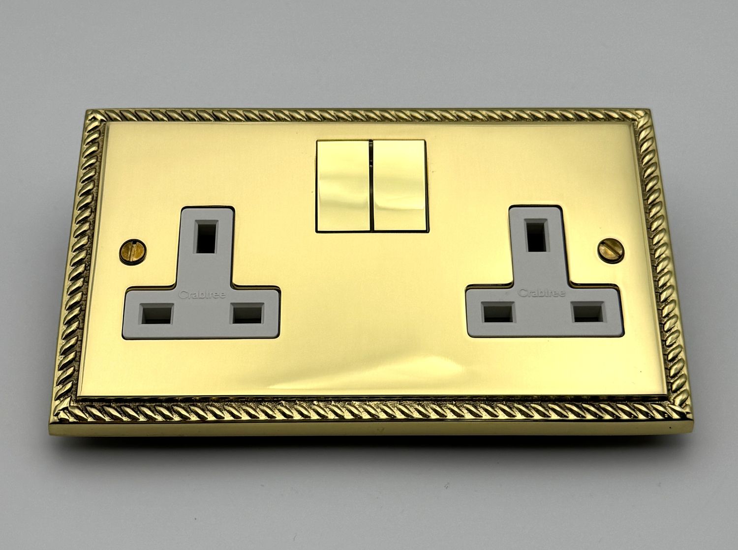 Heritage Brass Georgian 2 Gang Double Socket -Polished Brass (CLEARANCE)