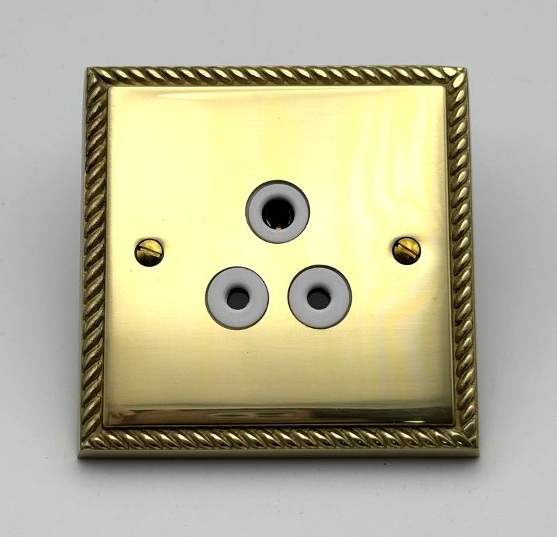 Heritage Brass Georgian 5 amp 3 pin Socket - Polished Brass (CLEARANCE)