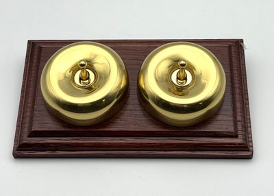 Heritage Brass 2 Gang Dome Dolly - Polished Brass/Mahogany (CLEARANCE)