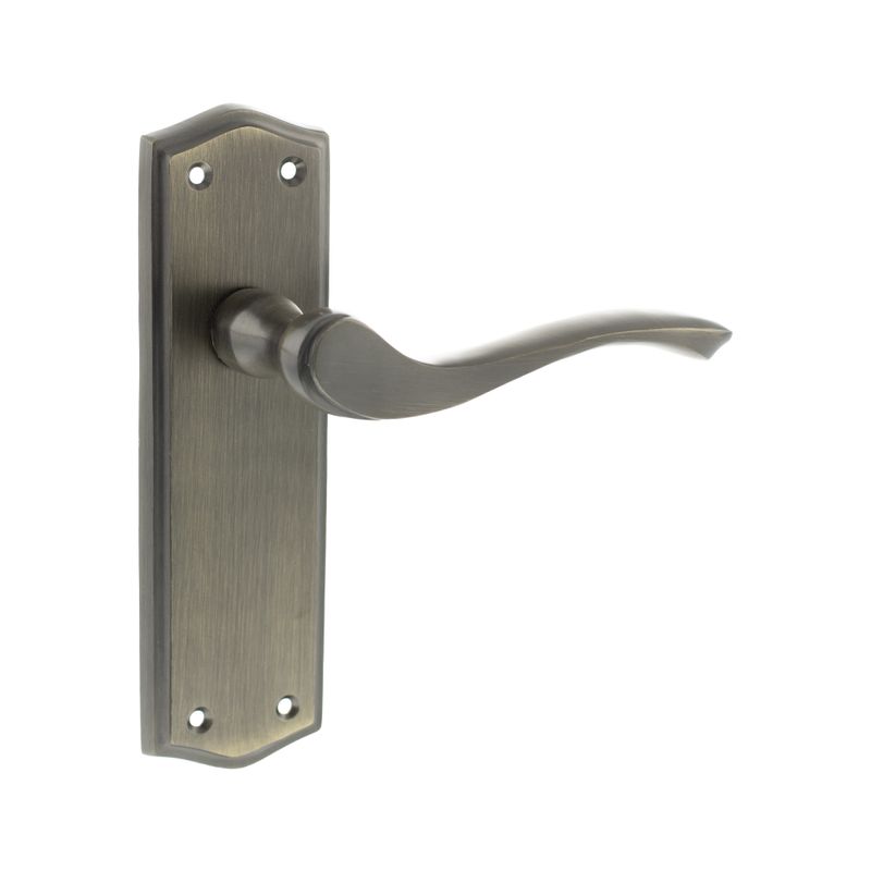 Old English Warwick on Backplate Lever Latch - Atlantic Architectural Hardware OE178LMAB - ONLINE EXCLUSIVE PRICE