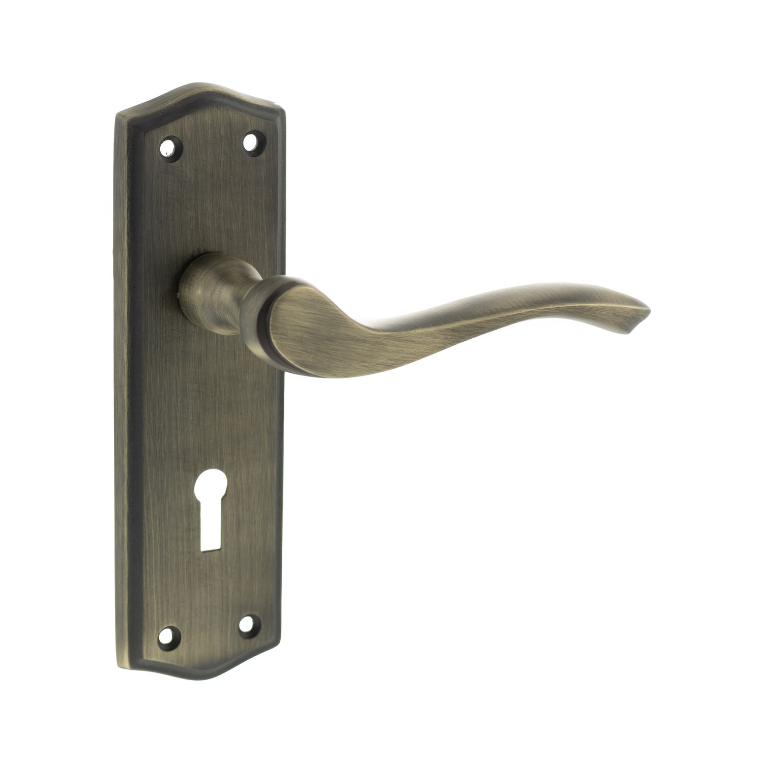 Old English Warwick on Backplate Lever Lock - Atlantic Architectural Hardware OE178KMAB - ONLINE EXCLUSIVE PRICE