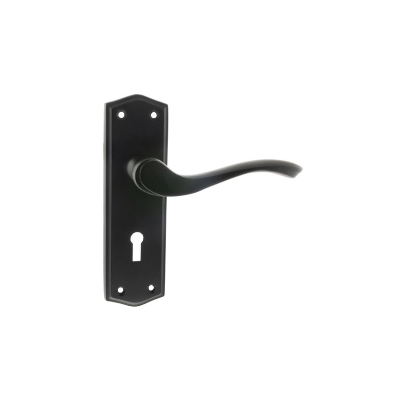 Old English Warwick on Backplate Lever Lock - Atlantic Architectural Hardware OE178KMB - ONLINE EXCLUSIVE PRICE
