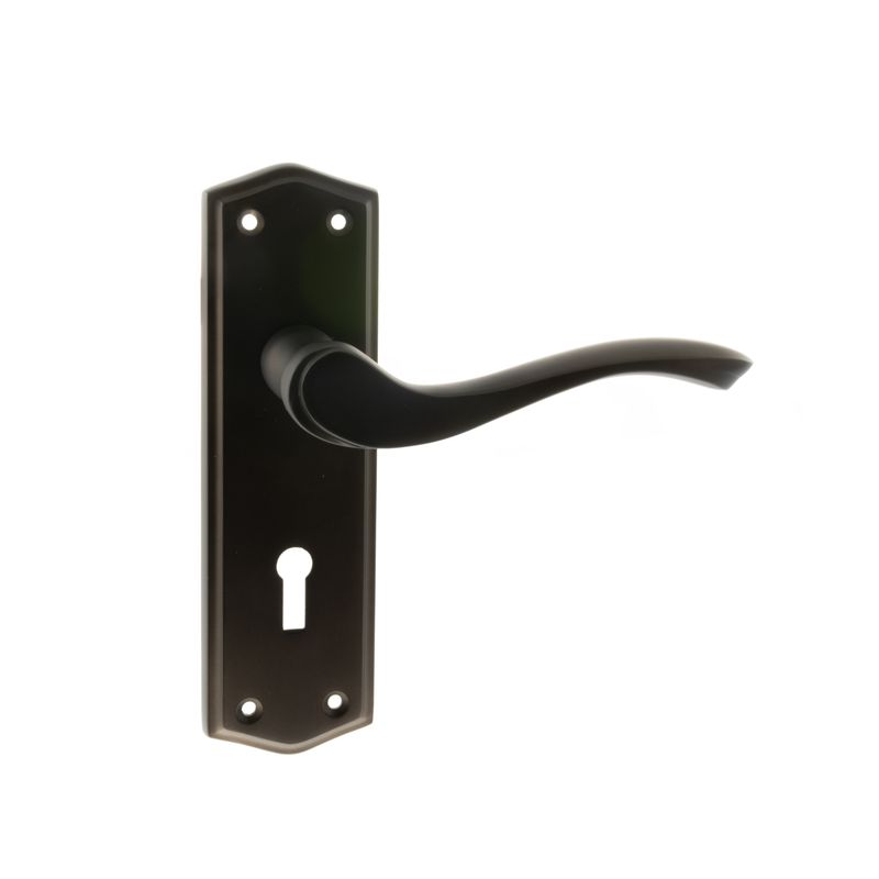 Old English Warwick on Backplate Lever Lock - Atlantic Architectural Hardware OE178KUDB - ONLINE EXCLUSIVE PRICE