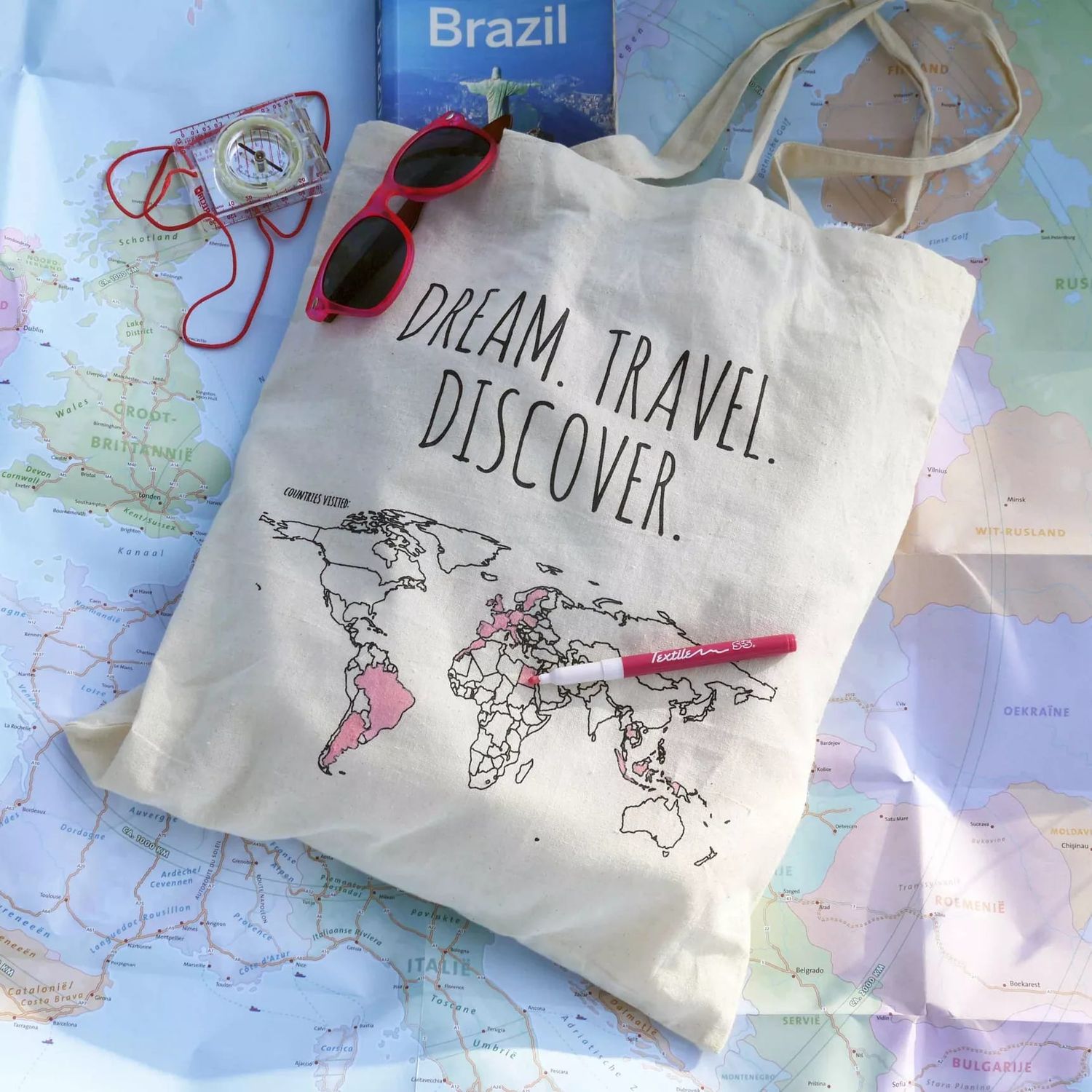 Kleur je wereld katoenen tas