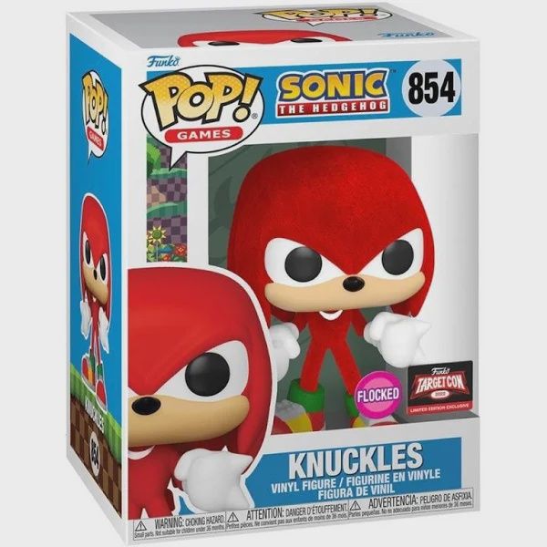 #854 Sonic The Hedgehog - Knuckles [Flocked] [Target Con 2022] - Funko Pop, Condition: In Box