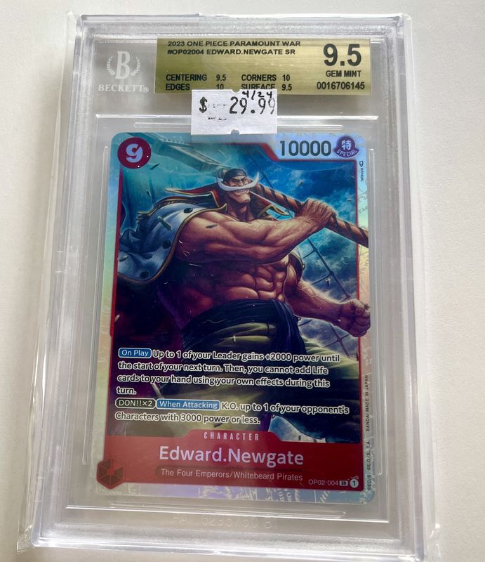 BGS 9.5 2022 One Piece Paramount War #OP01004 Edward Newgate SR (0016706145)