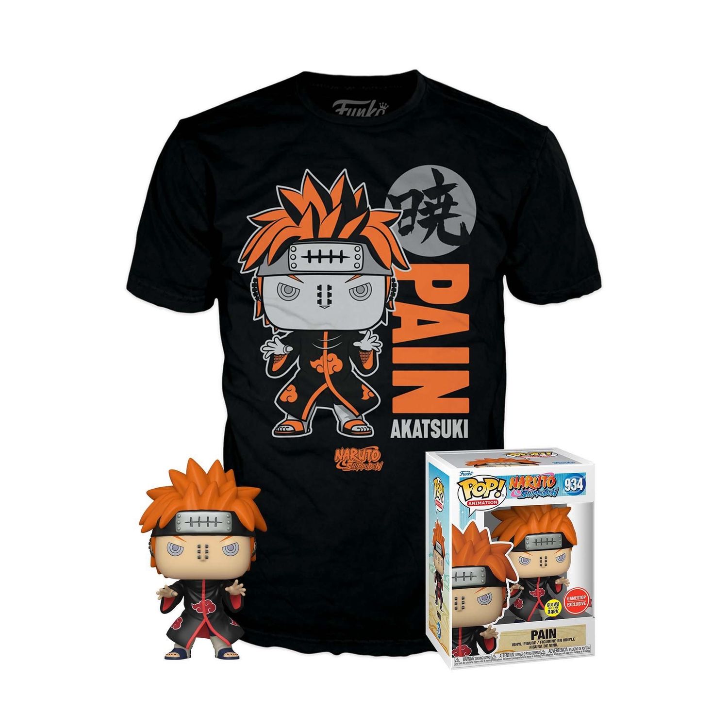 Pain Akatsuki -Naruto Shippuden [GameStop Exclusive] [ Glows in the Dark] [Funko Pop &amp; Tee] [XL] Funko Pop, Size: XL