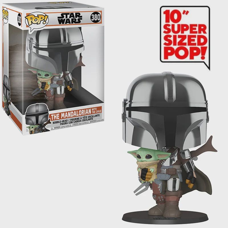 #380 Star Wars - Chrome The Mandalorian with The Child 10 inch Funko Pop