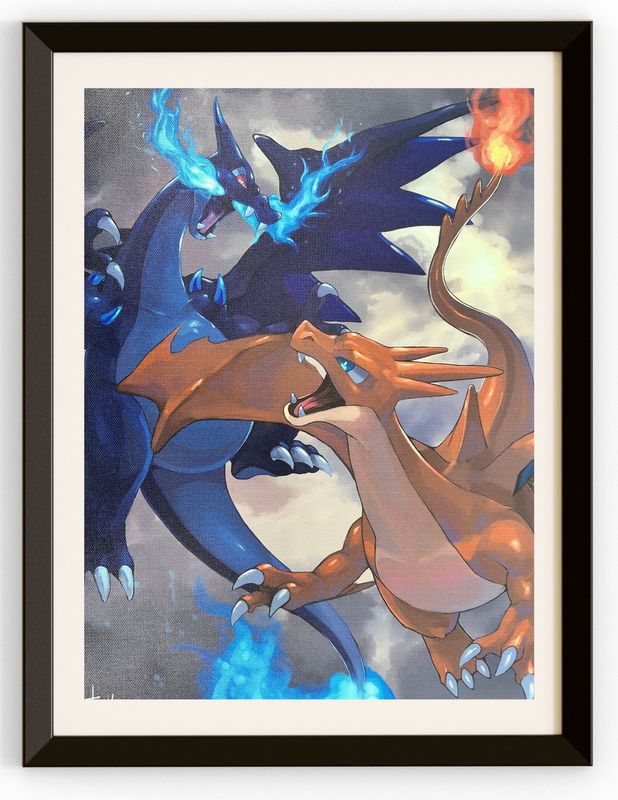 Charizard &amp; Shiny Charizard FIghting Canvas Prints