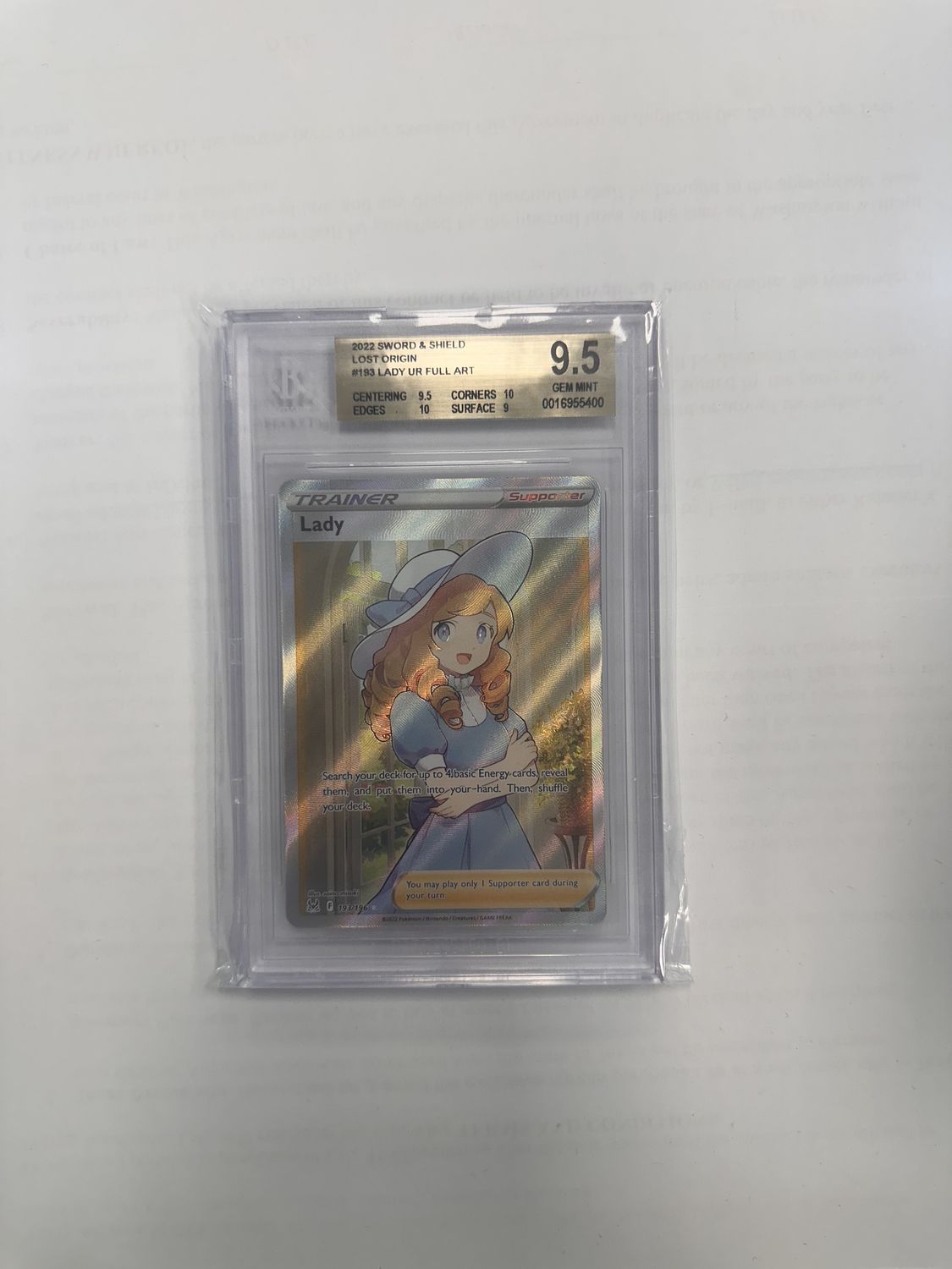 BCG - 9.5 Gem Mint Sword &amp; Shield Lost Origin #193 Lady UR Full Art [0016955400]