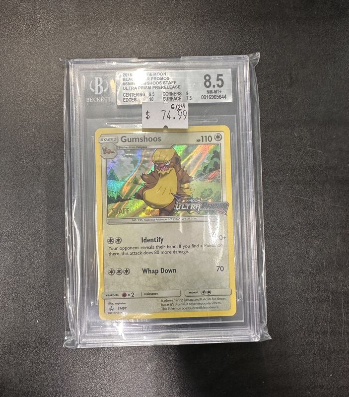 BGS 8.5 - 2016-21 Sun &amp; Moon Black Star Promos #SM97 Gumshoos Staff Ultra Prism Prerelease
