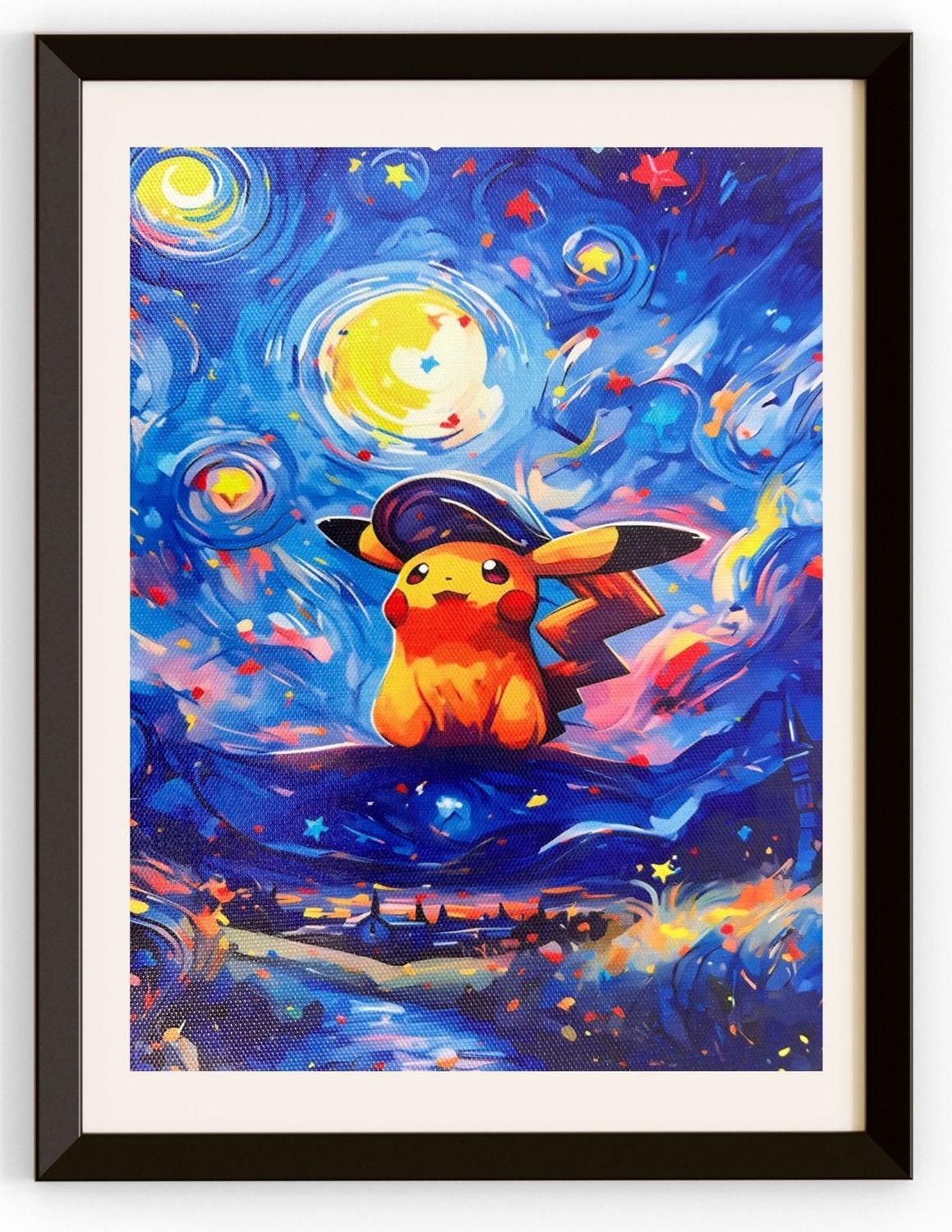 Pikachu Looking Into The Starry Night Canvas Prints