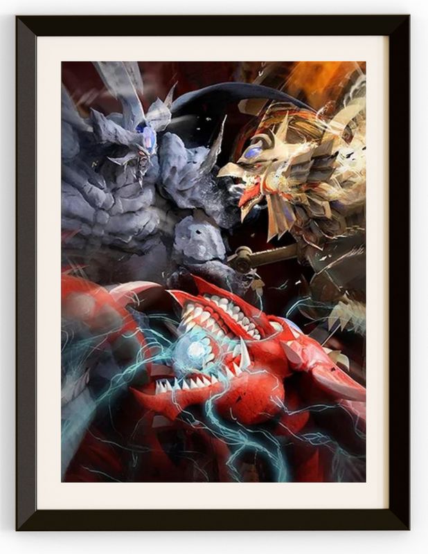 Gods Fighting Slifer The Sky Dragon Obelisk Canvas Prints