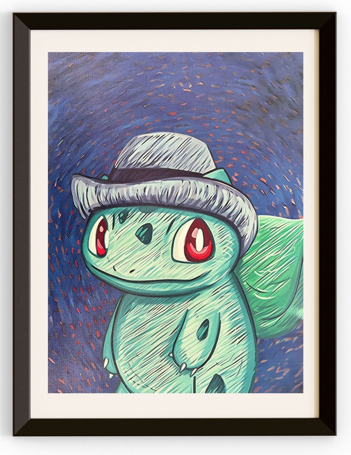 Bulbasaur With A Grey Felt Hat Canvas Prints