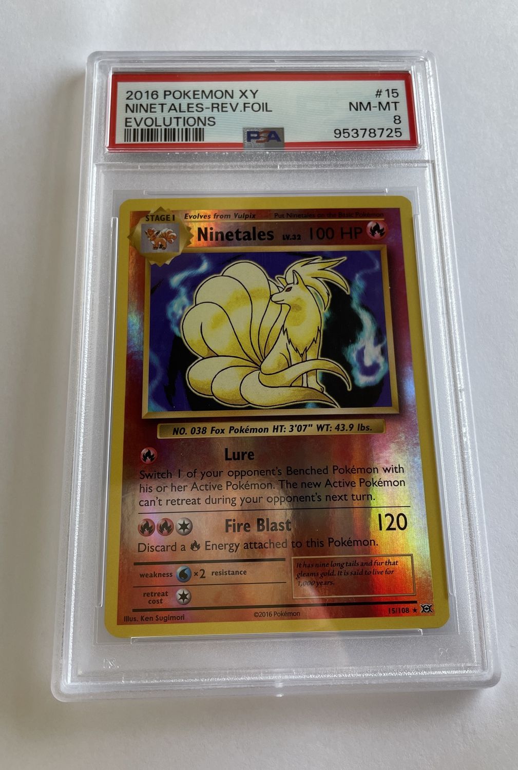 PSA 8 - 2016 Pokemon XY #15 Ninetales-REV .Foil Evolutions [95378725]