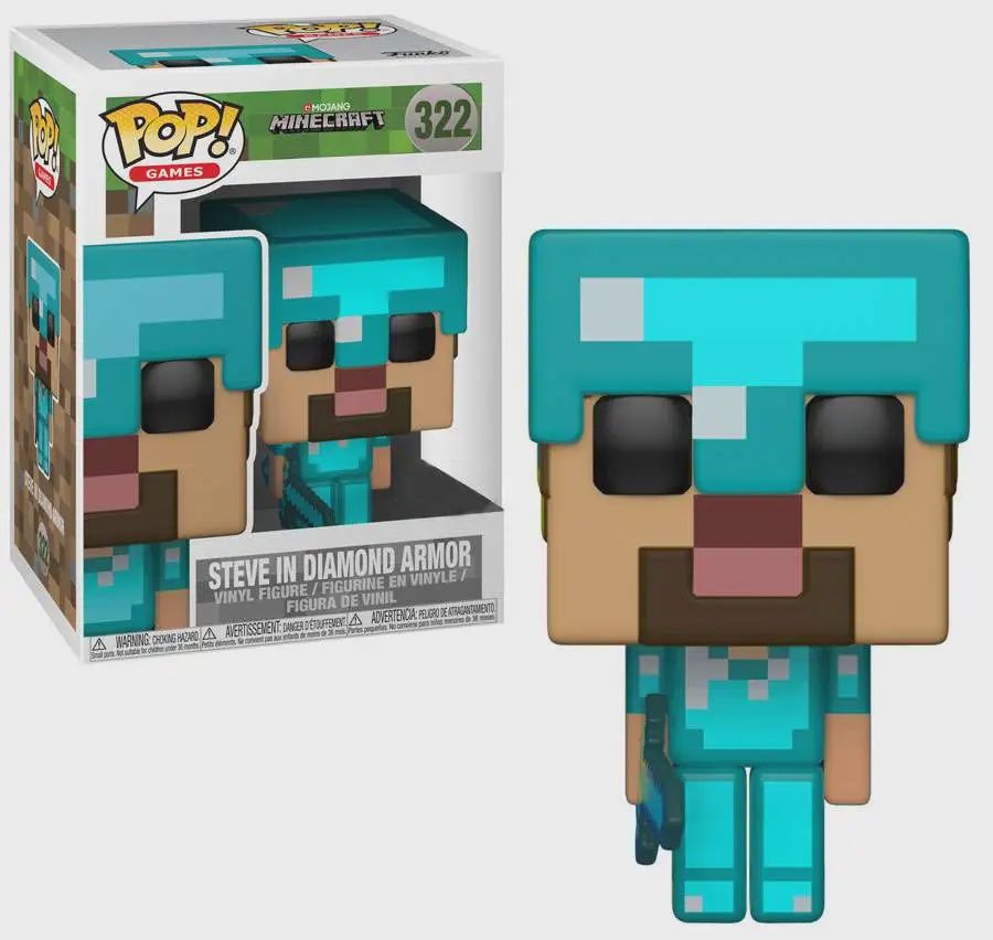 #322 Mojang Minecraft - Steve In Diamond Armor - Only At Gamestop - Funko Pop!