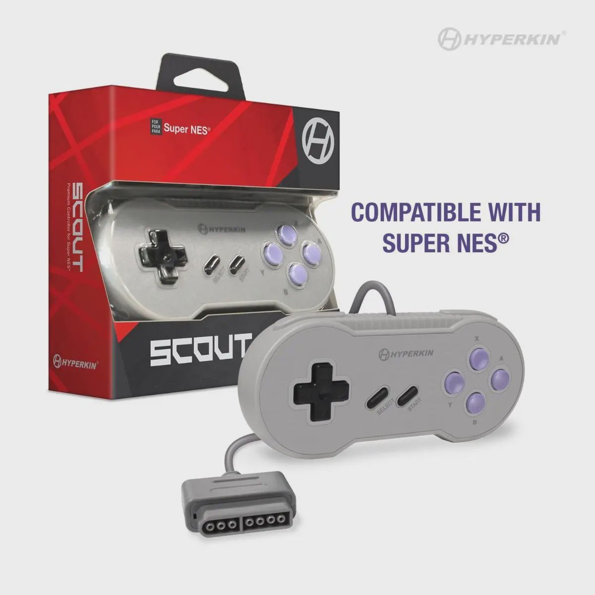 Scout Wired Controller for SNES | Gray - 3rd Party [Hyperkin], Condition: New/Sealed
