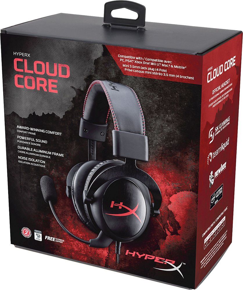 Hyperx - Cloud Core Wired Headset for PC, Xbox One, PS4, Wii U, Mac, &amp; Mobile